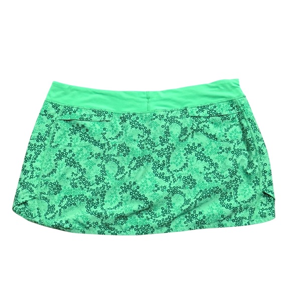 Patagonia Nine Trails Skirt Womens Green Floral Print w/ Built-in Shorts Size L - Picture 5 of 6